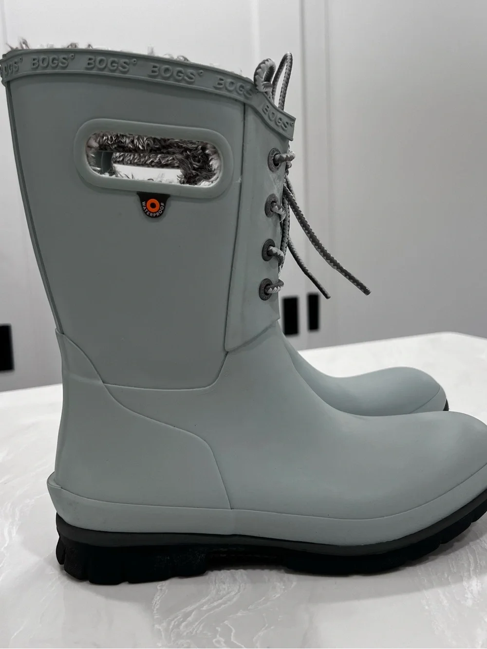 Bogs Amanda II Lace Up Rain Boots Jade Sage Green Lined Waterproof Womens Size 6